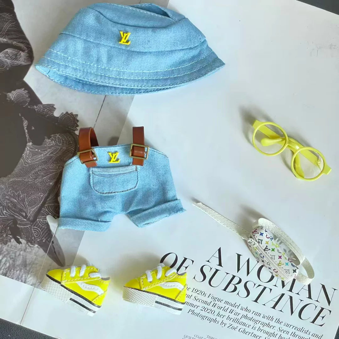 Handmade Luxury-Inspired Blue Denim Overalls Outfit