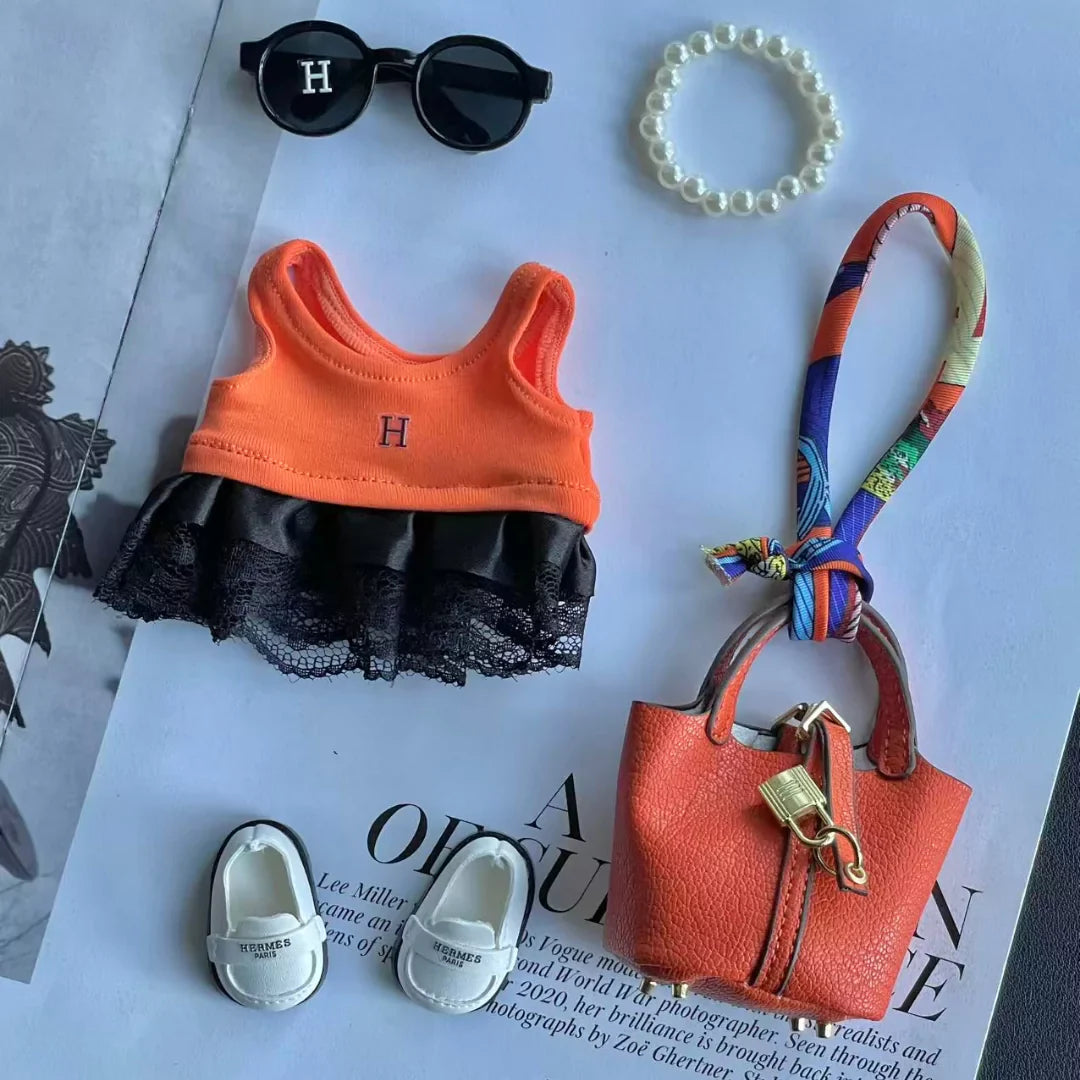 Handmade Luxury-Inspired Orange Dress Outfit