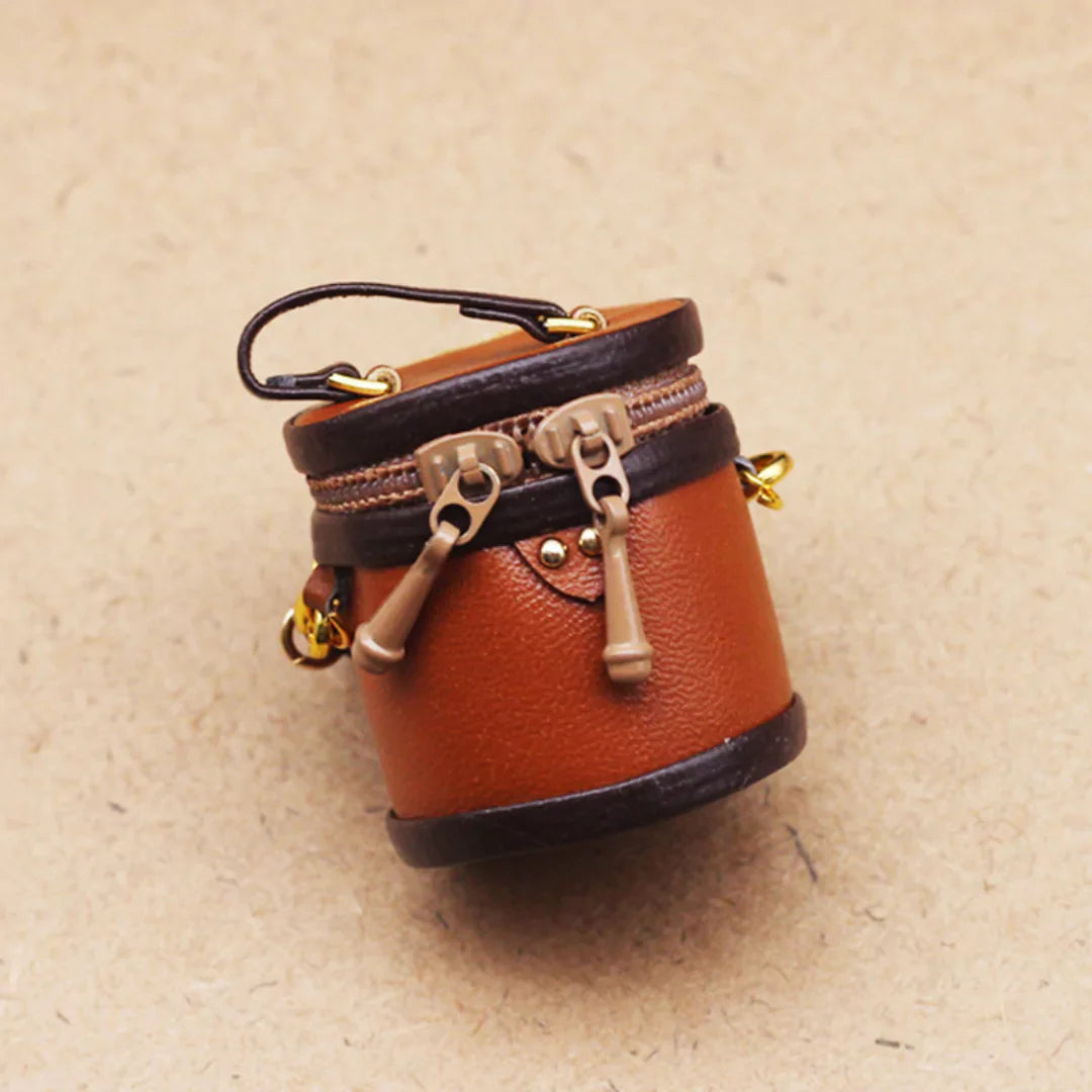 Mini Luxury-Inspired Round Zip-Top Bag for Dolls