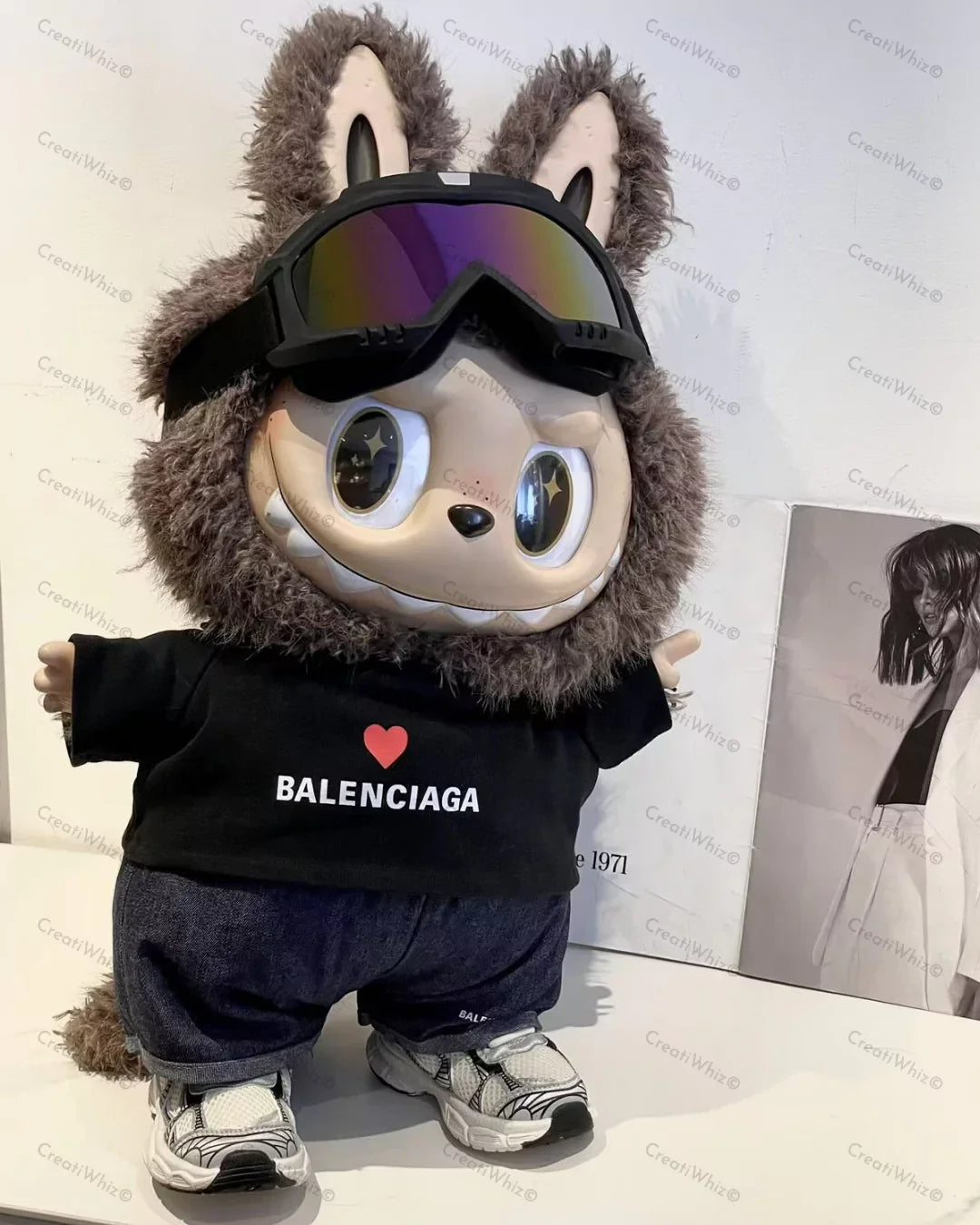 Handmade Mega-Size Luxury-Inspired Black Tee & Goggles Style Outfit