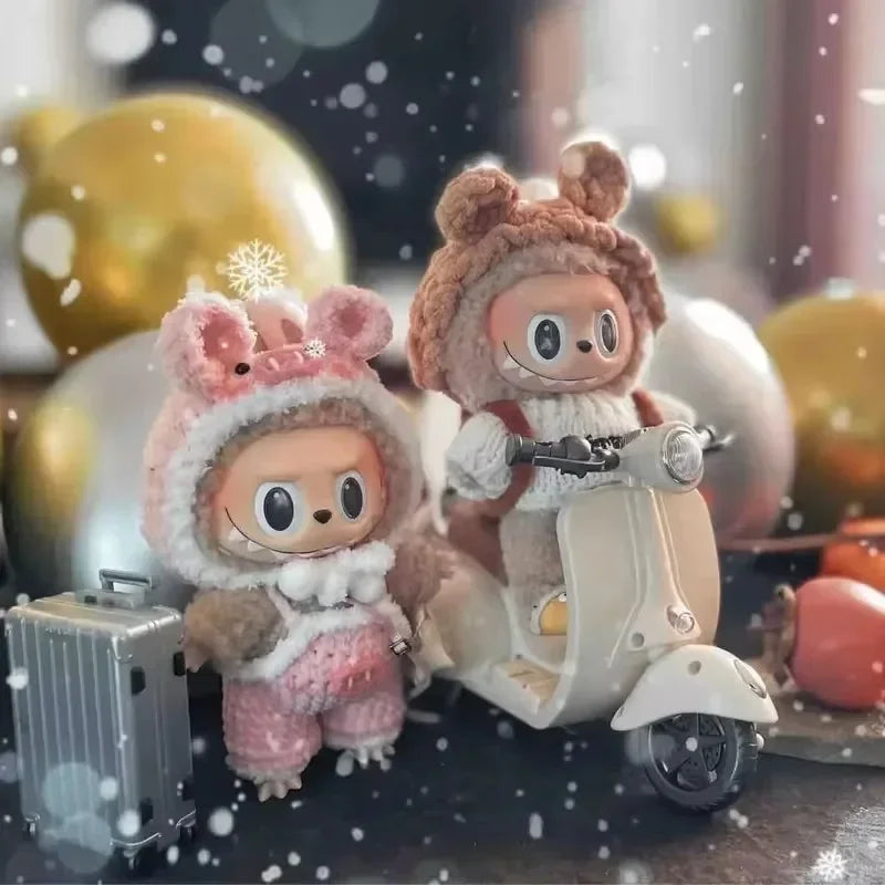 Labubu Doll Mini Electric Motorcycle,Labubu Doll Accessories, Fun Cute Doll Toys,With Lights and Music,Diy Kid Christmas Gift