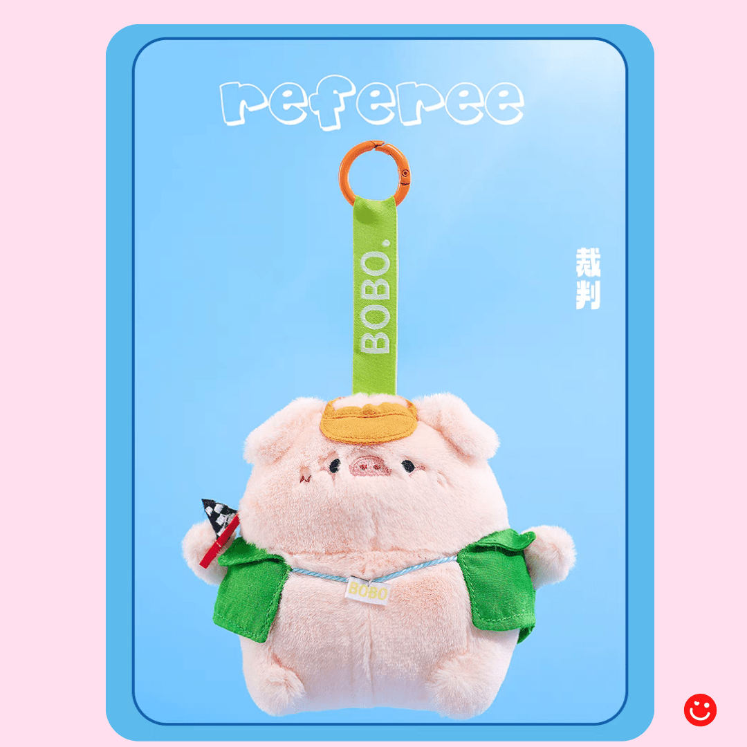 Bobo Pig Games Happy Sports Plush Zipper Bag Keychain Blind Box
