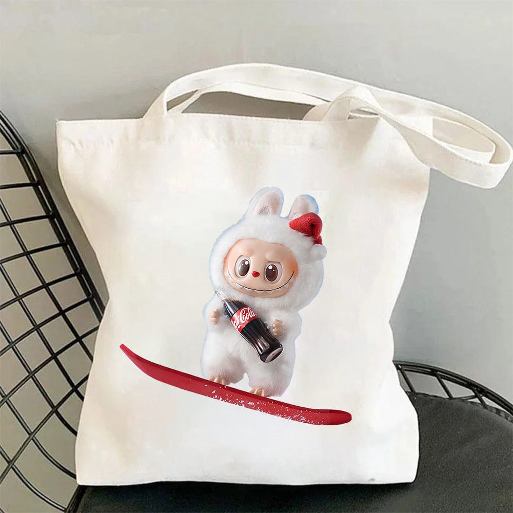 Cute Labubu Shoulder Tote Canvas Bag