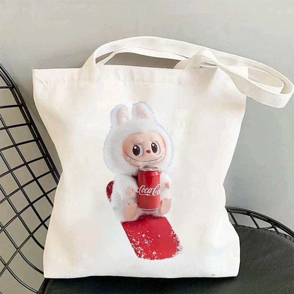 Cute Labubu Shoulder Tote Canvas Bag