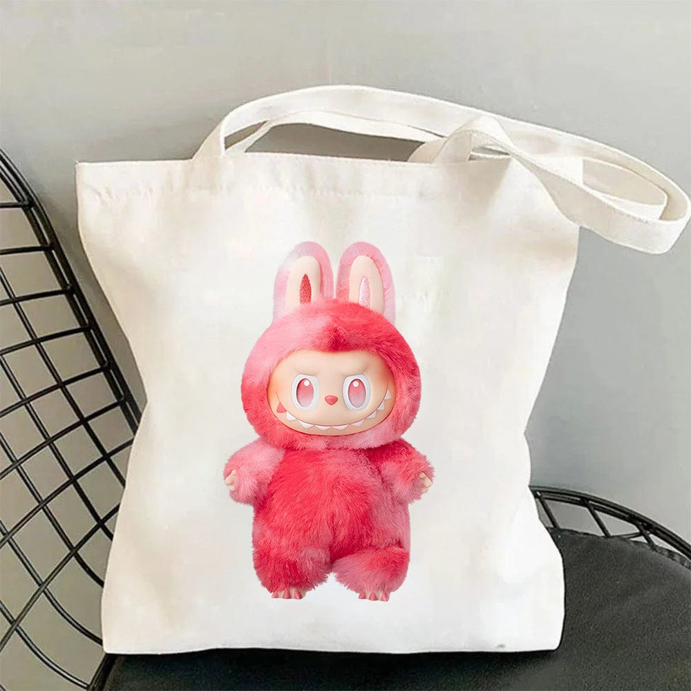 Cute Labubu Shoulder Tote Canvas Bag