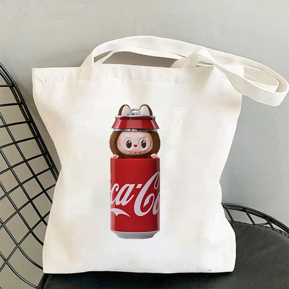 Cute Labubu Shoulder Tote Canvas Bag