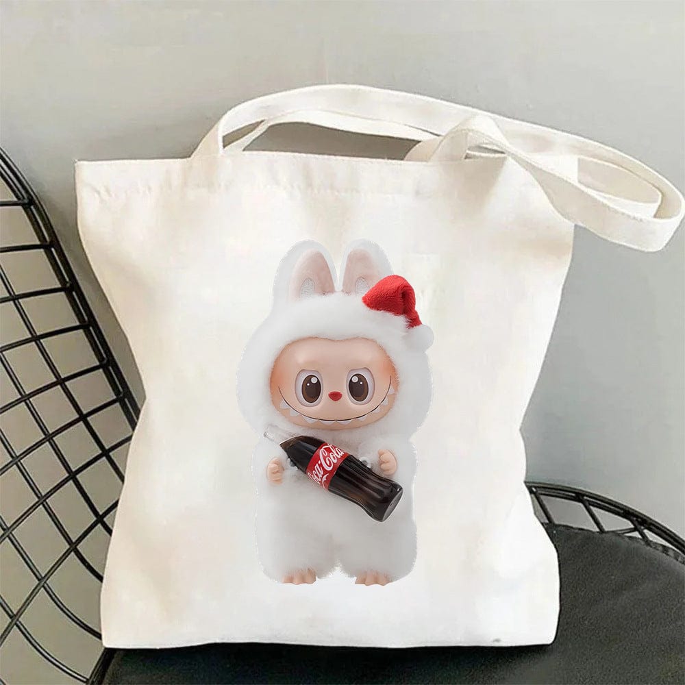 Cute Labubu Shoulder Tote Canvas Bag