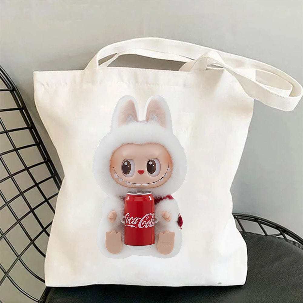 Cute Labubu Shoulder Tote Canvas Bag
