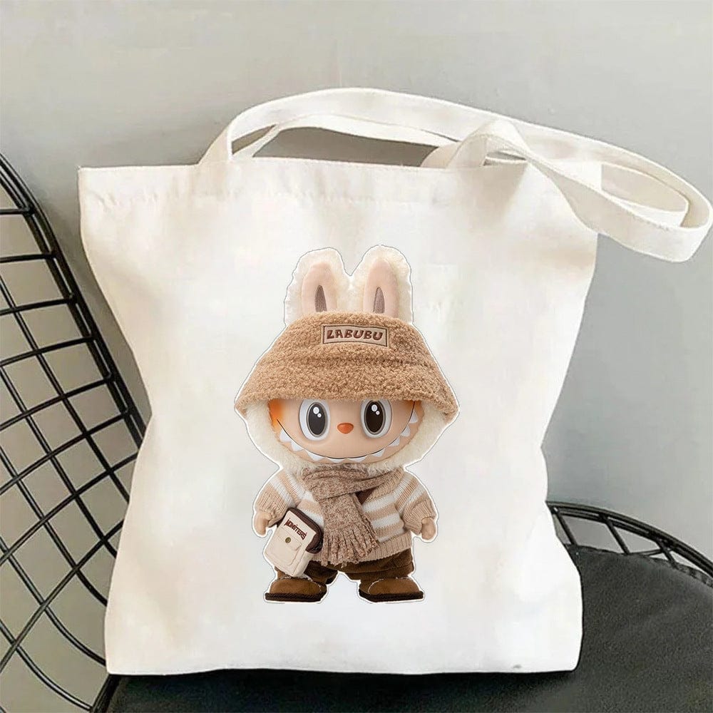 Cute Labubu Shoulder Tote Canvas Bag