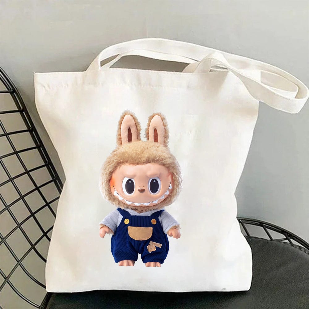 Cute Labubu Shoulder Tote Canvas Bag