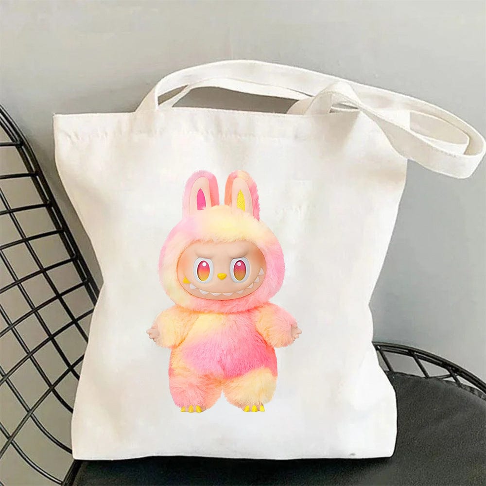 Cute Labubu Shoulder Tote Canvas Bag