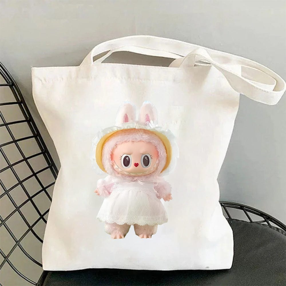 Cute Labubu Shoulder Tote Canvas Bag
