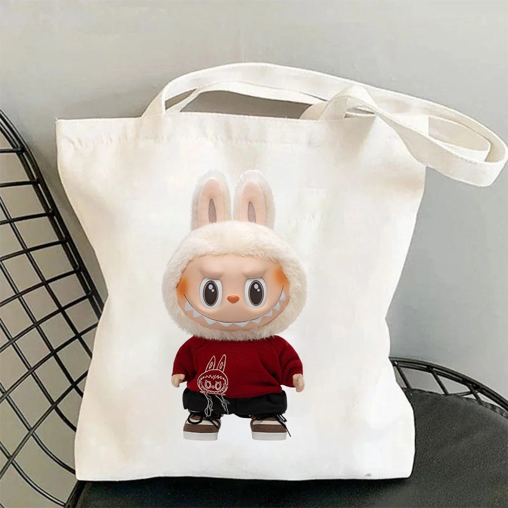 Cute Labubu Shoulder Tote Canvas Bag