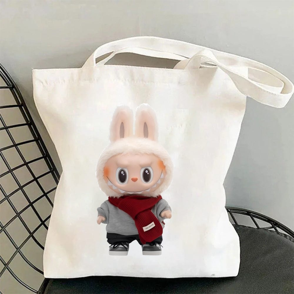 Cute Labubu Shoulder Tote Canvas Bag