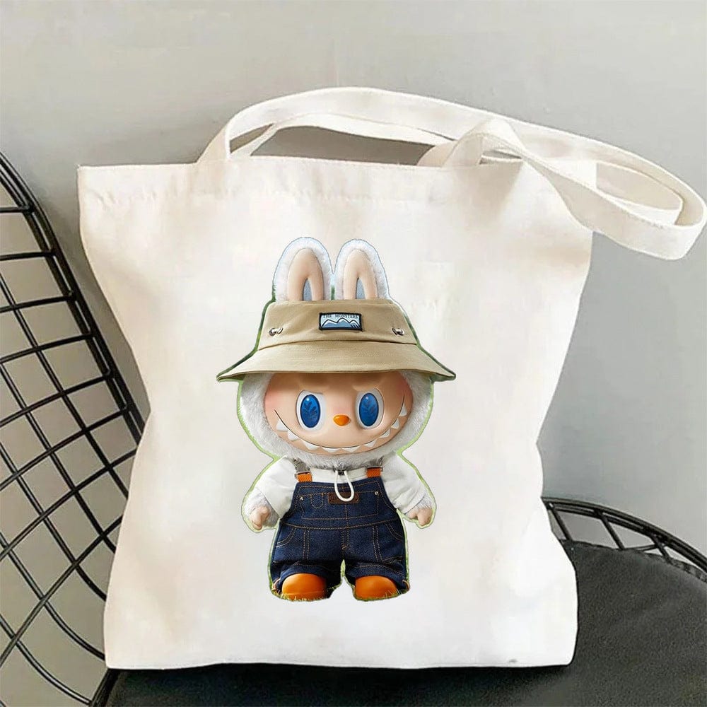 Cute Labubu Shoulder Tote Canvas Bag