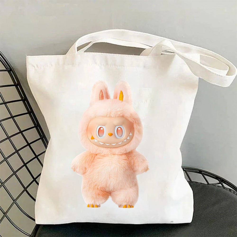 Cute Labubu Shoulder Tote Canvas Bag