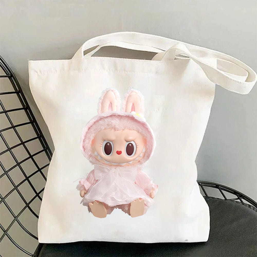 Cute Labubu Shoulder Tote Canvas Bag