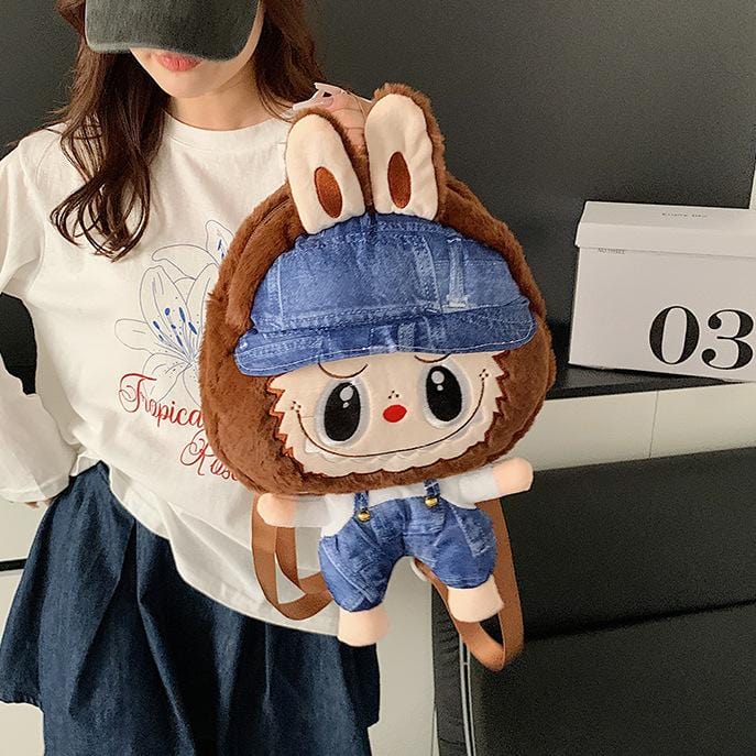 Cute Mario Labubu Plush Backpack Bag