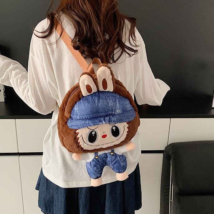 Cute Mario Labubu Plush Backpack Bag