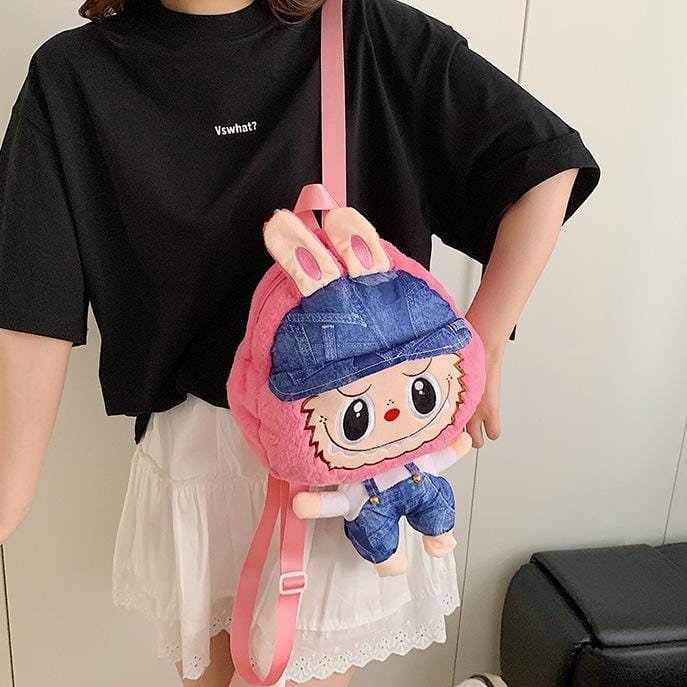 Cute Mario Labubu Plush Backpack Bag