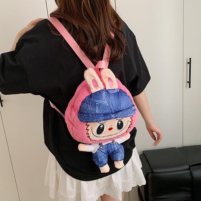 Cute Mario Labubu Plush Backpack Bag
