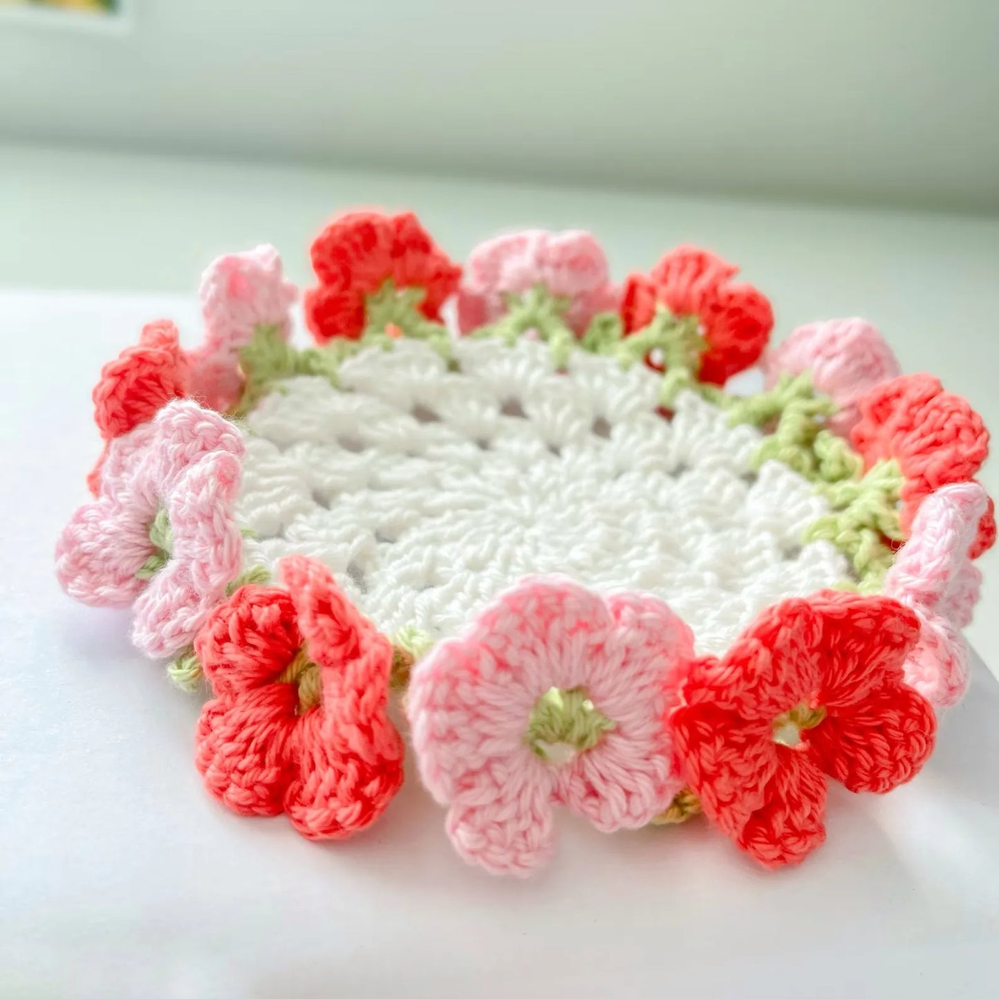 3-in-1 Flower Coaster Crochet Pattern Bundle – Rose, Hydrangea & Bluebell with Basket (PDF Tutorial)