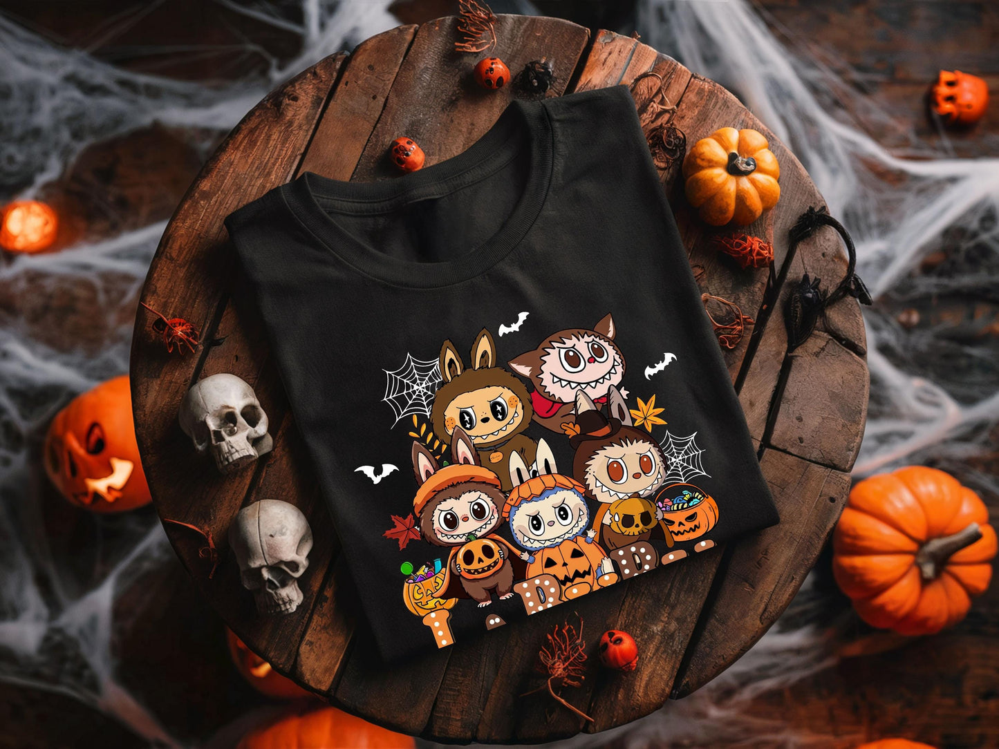 Halloween Labubu Shirt Cute Spooky T-Shirt for Labubu Fans Kawaii Halloween Tee Labubu T-Shirt Creepy Cute Fall Shirt Cute Halloween Gift