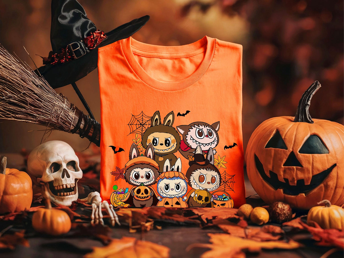 Halloween Labubu Shirt Cute Spooky T-Shirt for Labubu Fans Kawaii Halloween Tee Labubu T-Shirt Creepy Cute Fall Shirt Cute Halloween Gift
