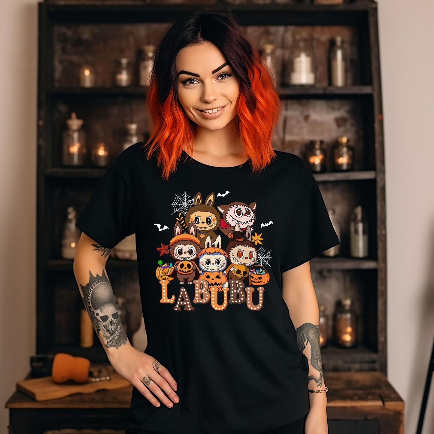 Halloween Labubu Shirt Cute Spooky T-Shirt for Labubu Fans Kawaii Halloween Tee Labubu T-Shirt Creepy Cute Fall Shirt Cute Halloween Gift