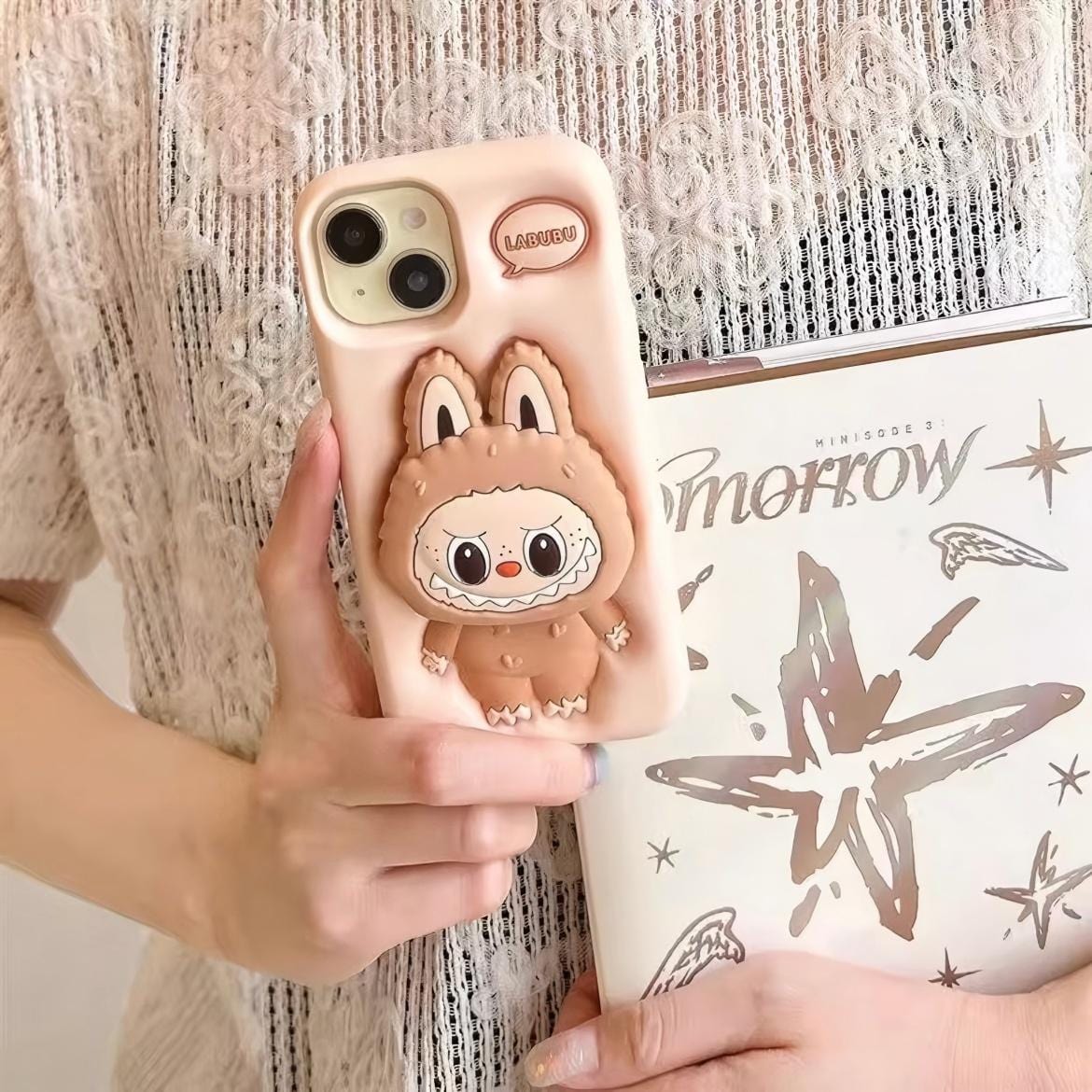 Kawaii Labubu Silicone Stand iPhone Case