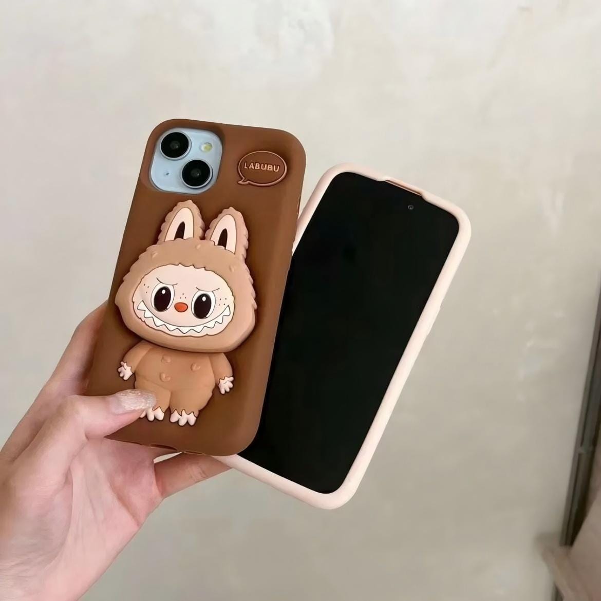 Kawaii Labubu Silicone Stand iPhone Case