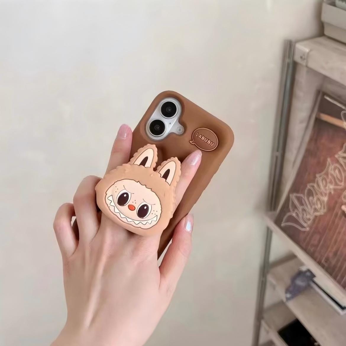 Kawaii Labubu Silicone Stand iPhone Case