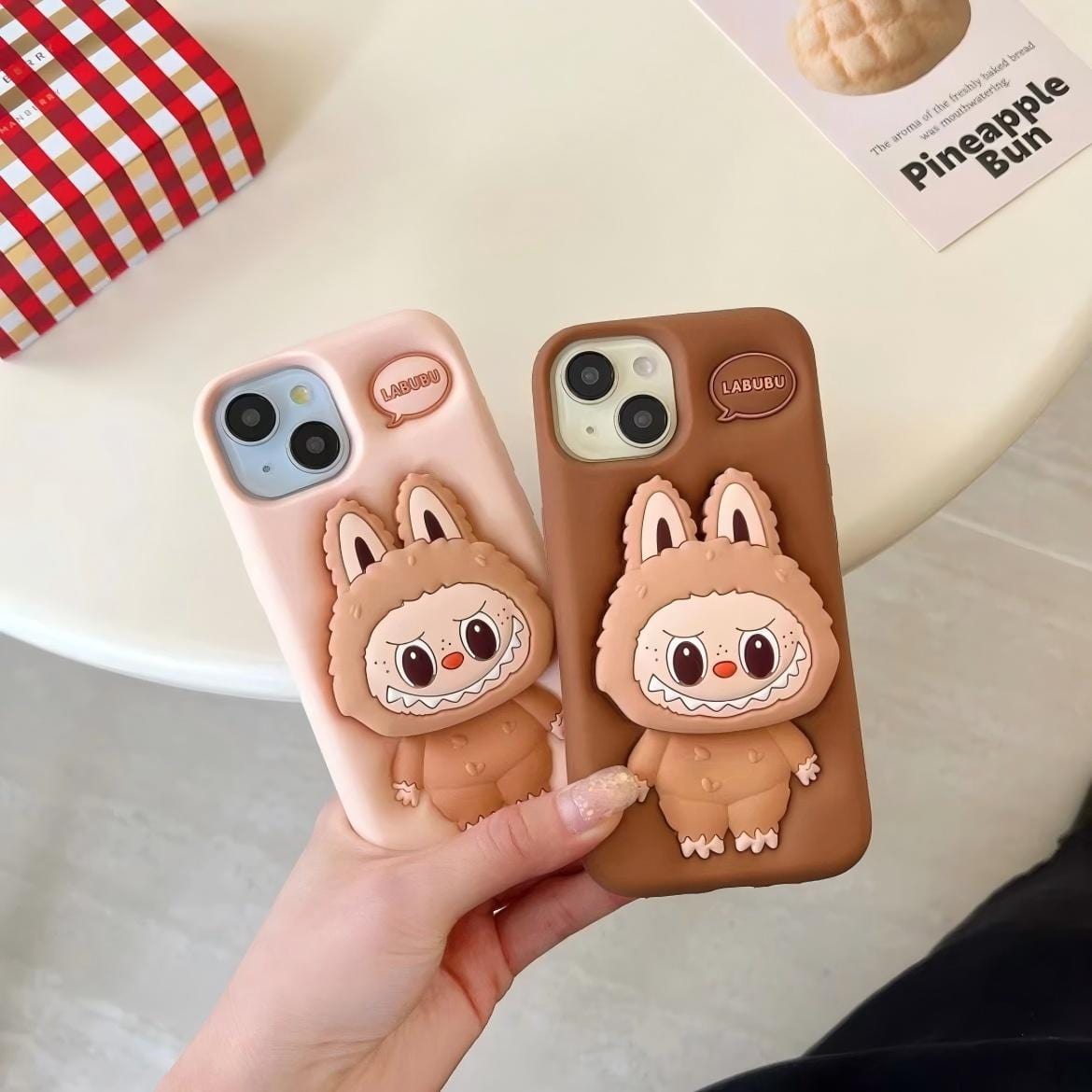 Kawaii Labubu Silicone Stand iPhone Case