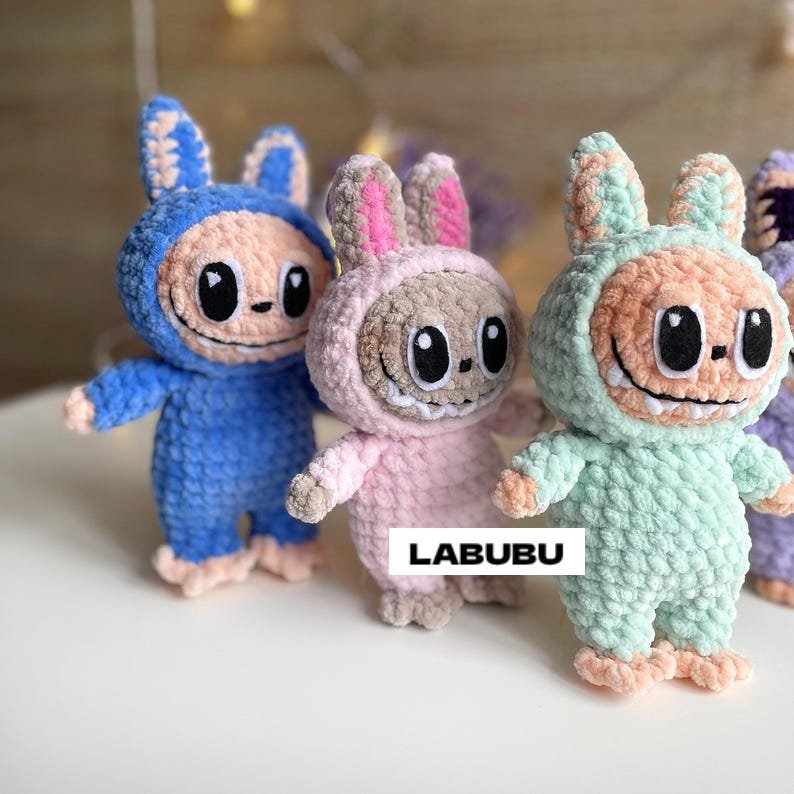 Smiling Bunny CROCHET PATTERN, Amigurumi Labubu Fan Art Plushies Lafufu