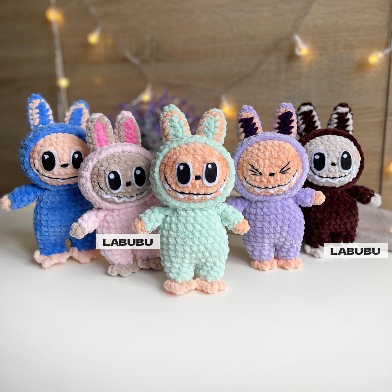 Smiling Bunny CROCHET PATTERN, Amigurumi Labubu Fan Art Plushies Lafufu