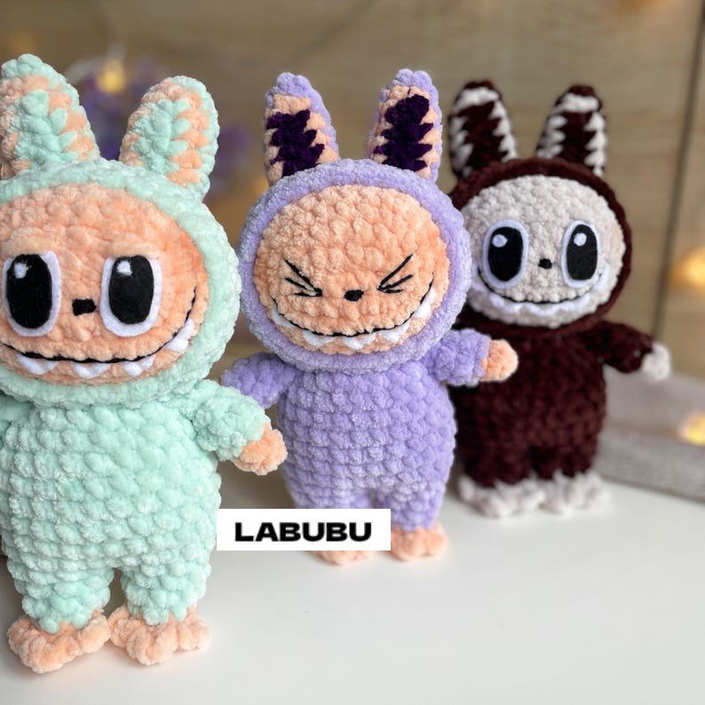 Smiling Bunny CROCHET PATTERN, Amigurumi Labubu Fan Art Plushies Lafufu