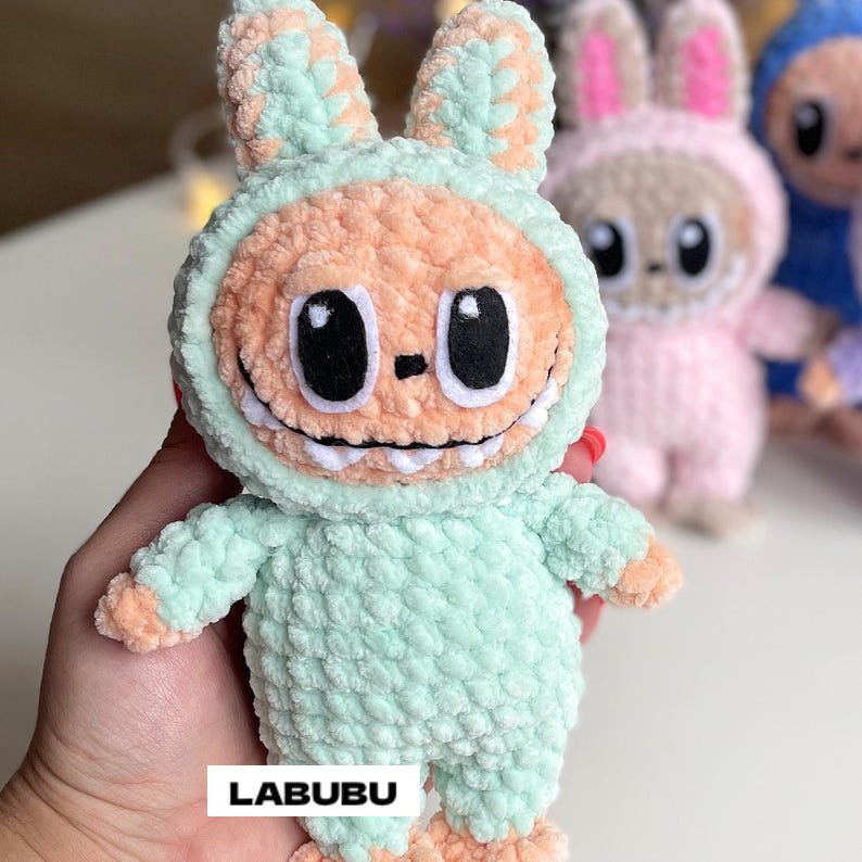 Smiling Bunny CROCHET PATTERN, Amigurumi Labubu Fan Art Plushies Lafufu