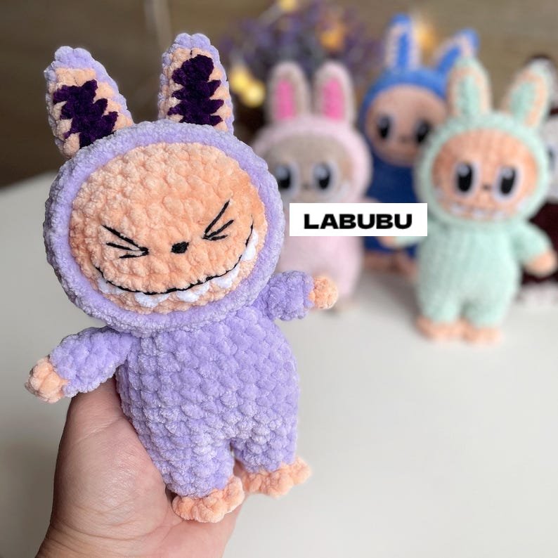 Smiling Bunny CROCHET PATTERN, Amigurumi Labubu Fan Art Plushies Lafufu