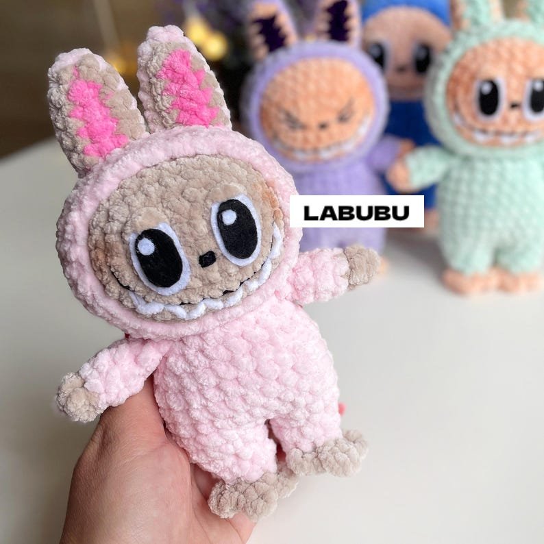 Smiling Bunny CROCHET PATTERN, Amigurumi Labubu Fan Art Plushies Lafufu