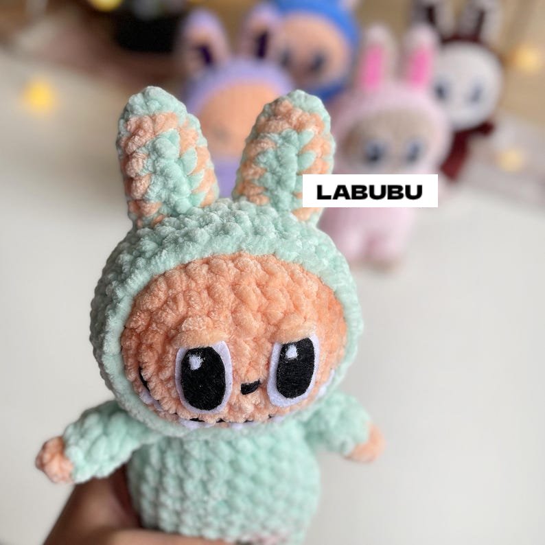 Smiling Bunny CROCHET PATTERN, Amigurumi Labubu Fan Art Plushies Lafufu