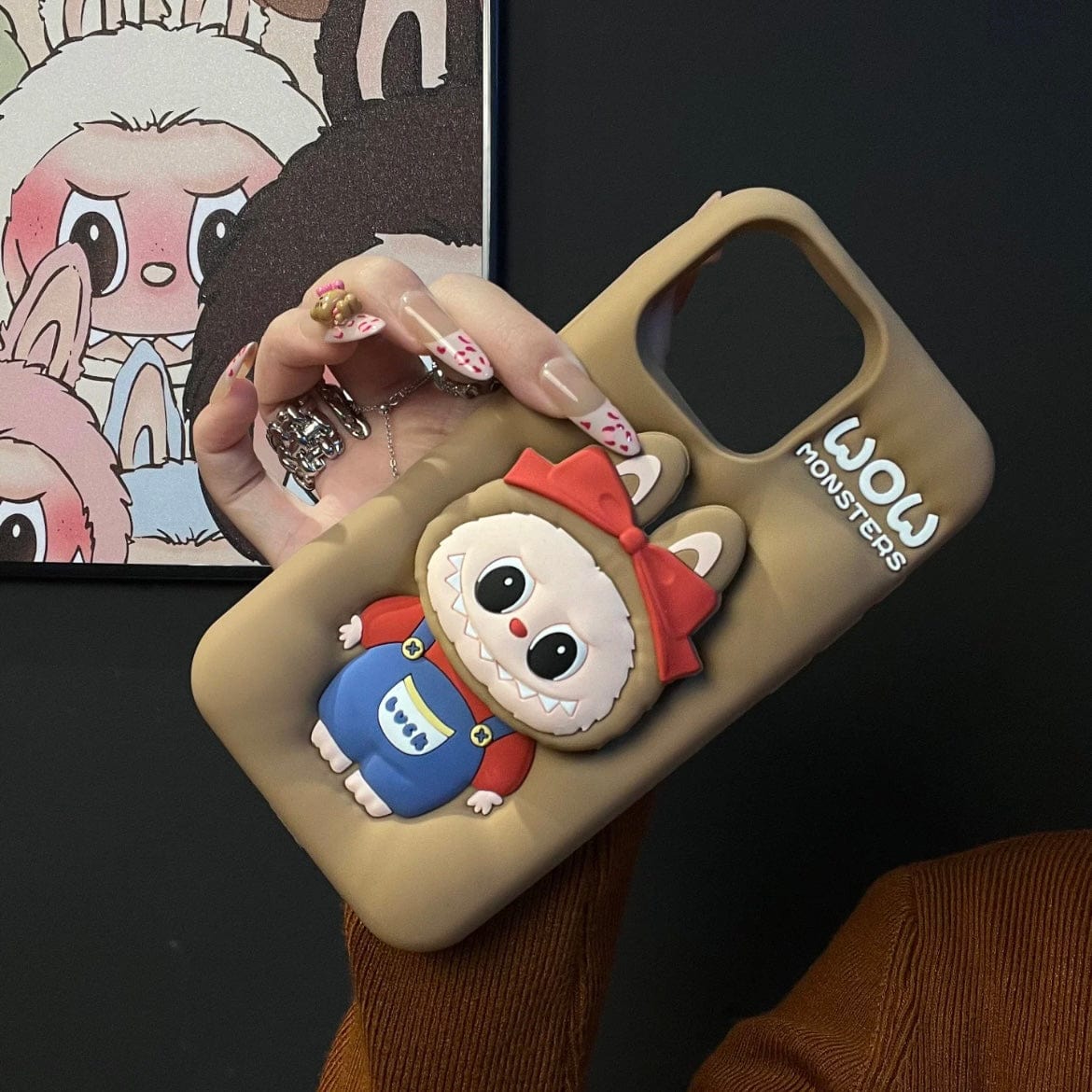 Labubu Bowknot Silicone iPhone Case