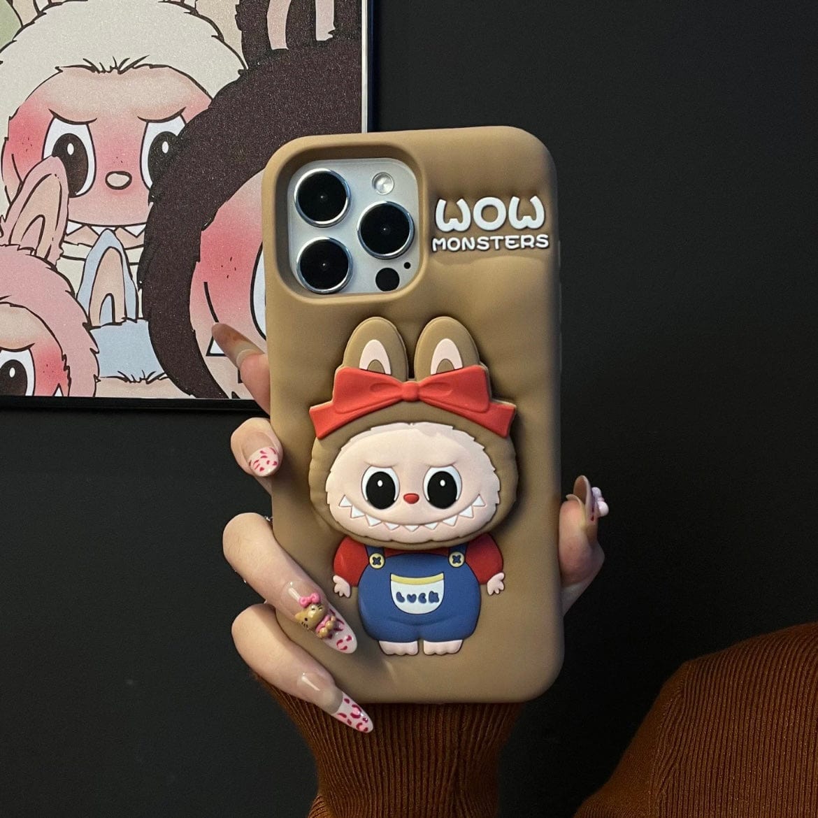 Labubu Bowknot Silicone iPhone Case