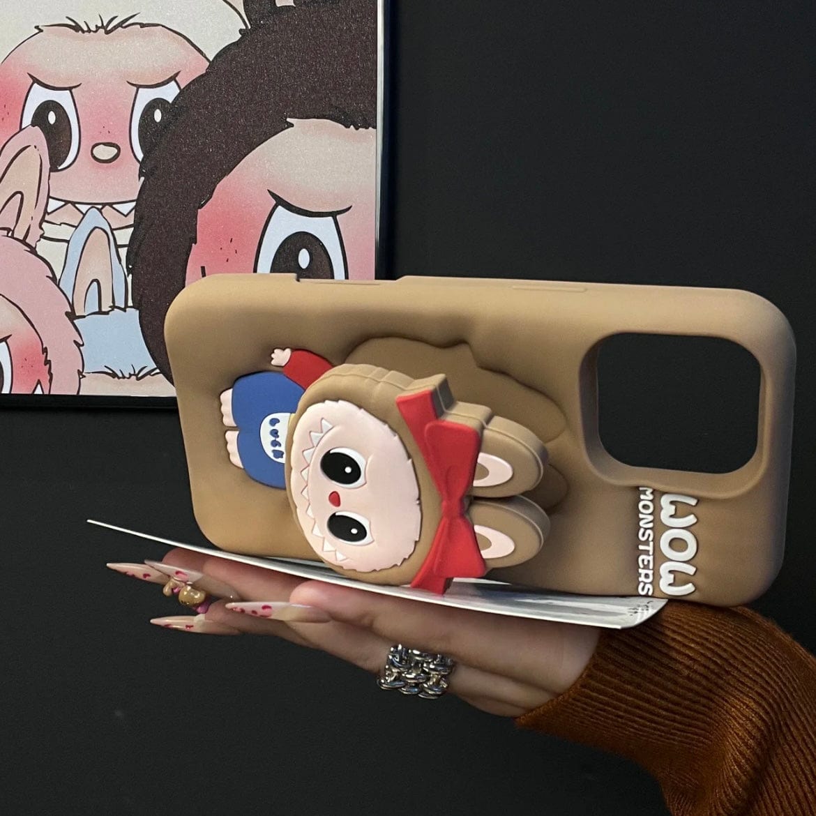 Labubu Bowknot Silicone iPhone Case