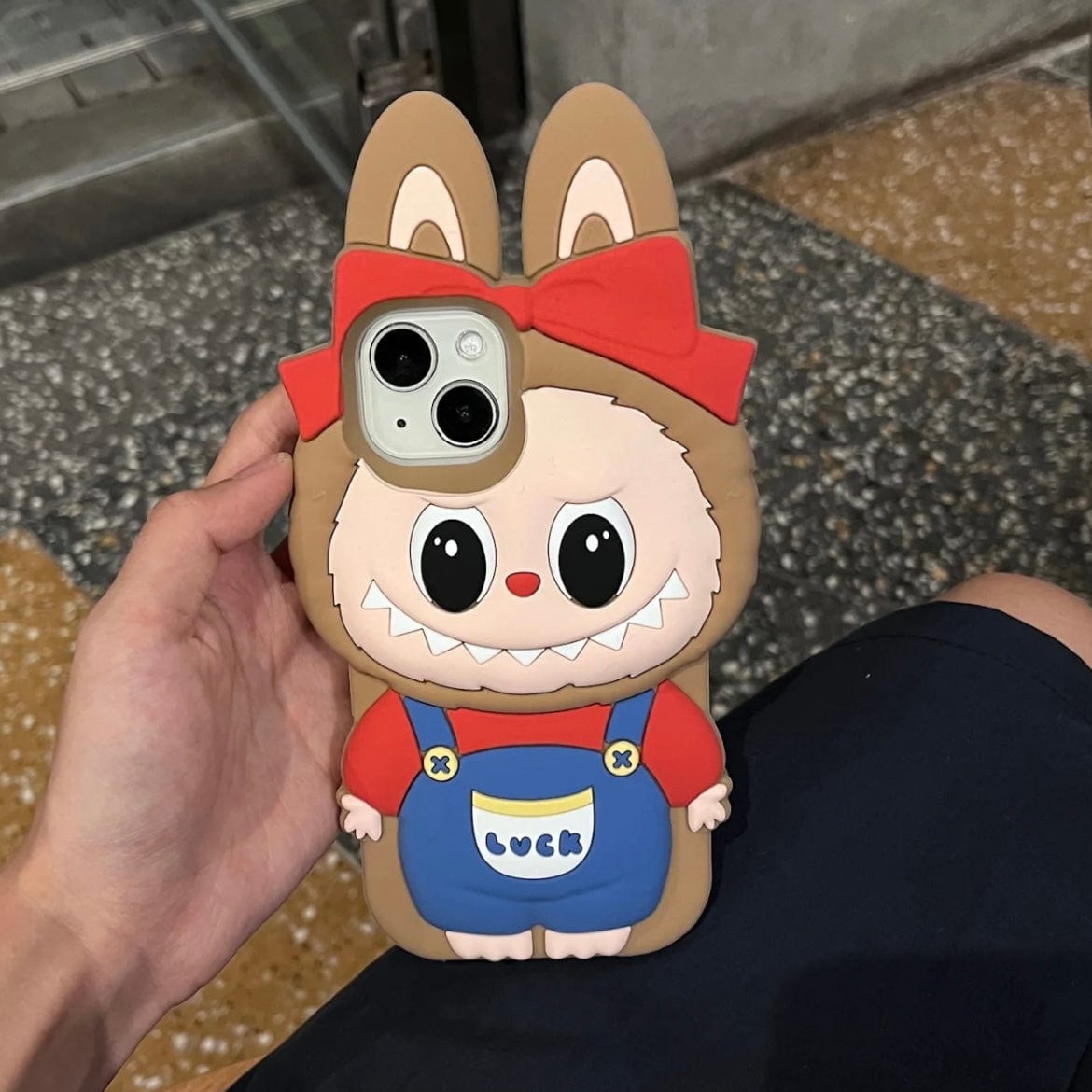Labubu Bowknot Silicone iPhone Case