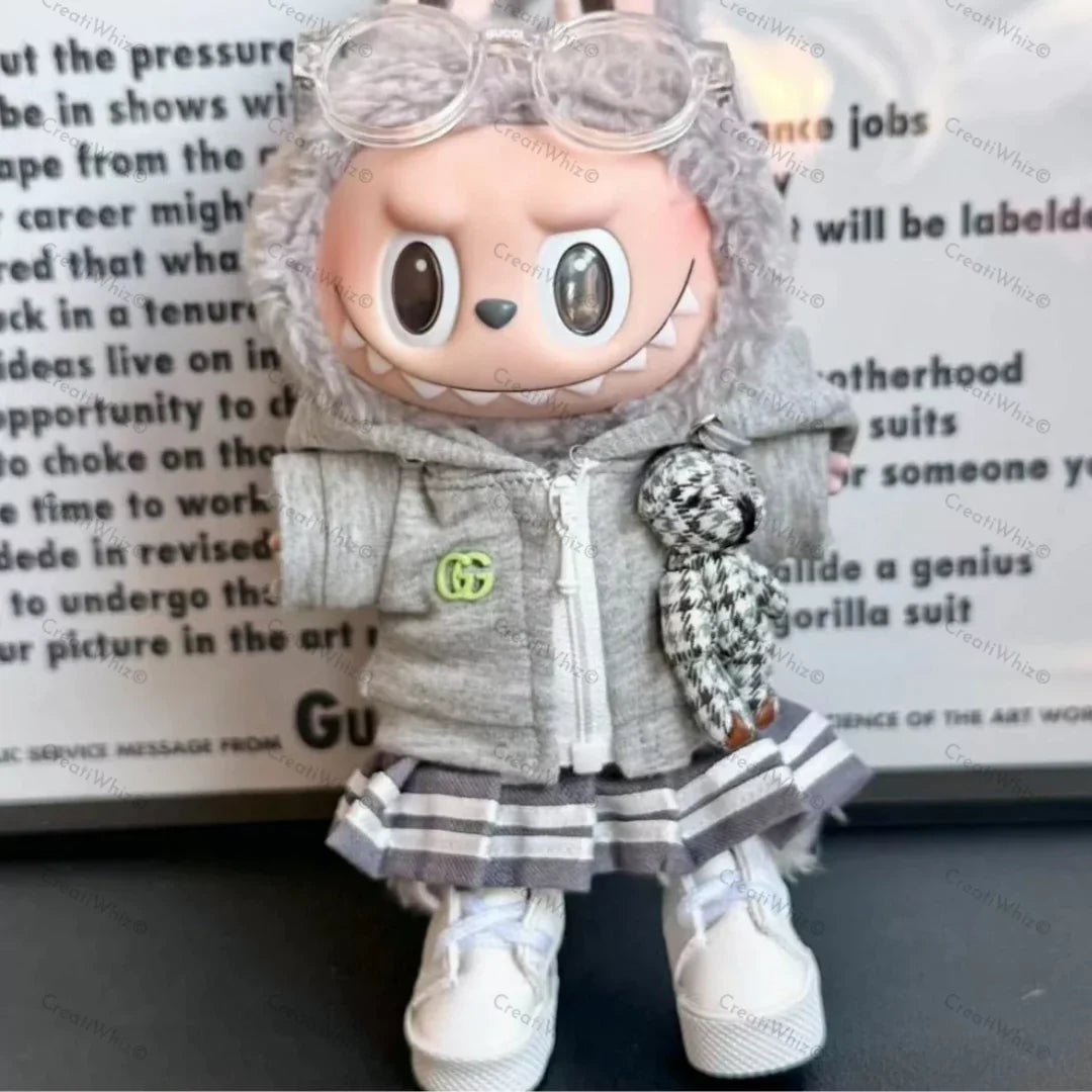 Handmade Luxury-Inspired Grey Zip-Up Hoodie Outfit