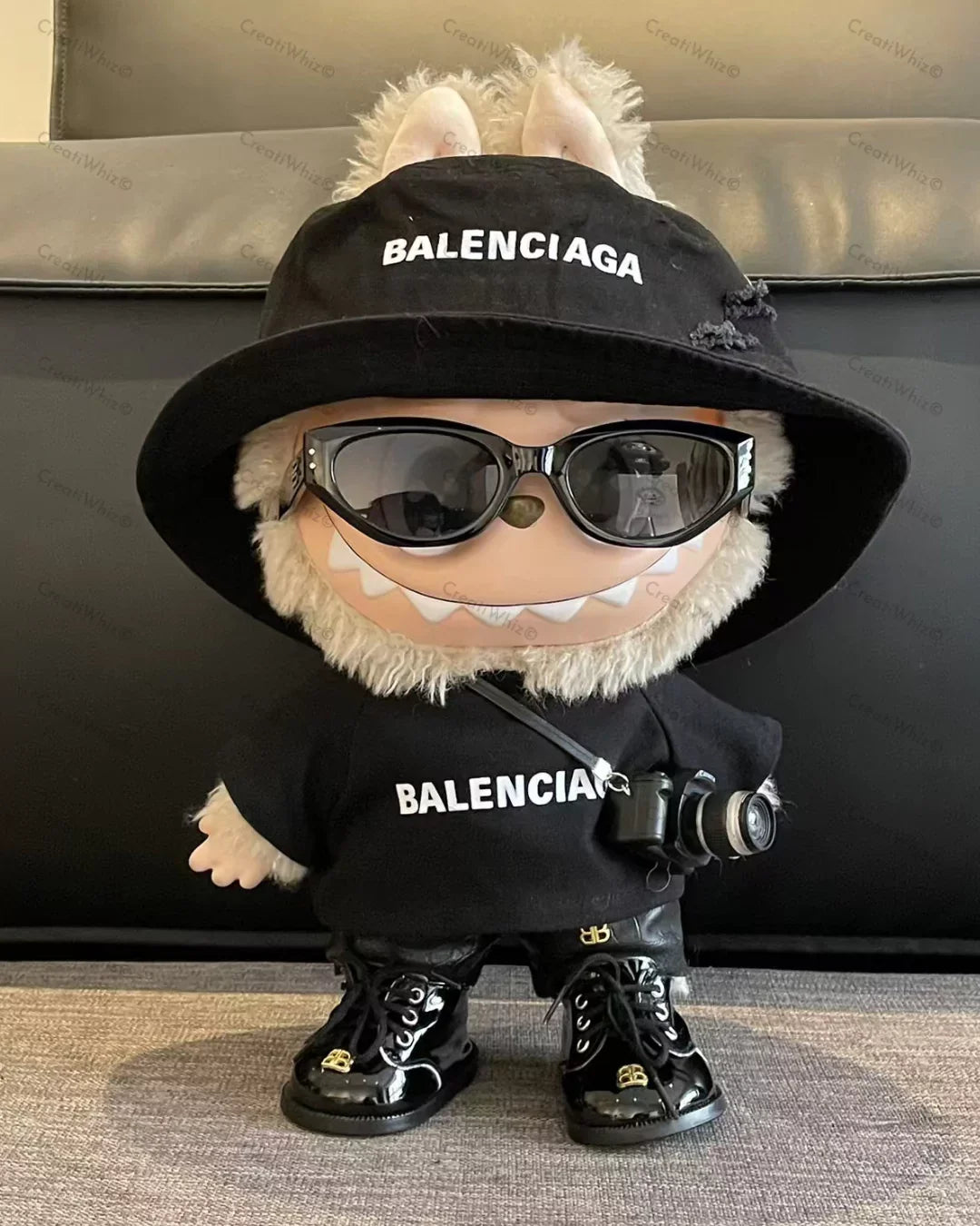 Handmade Mega-Size Luxury-Inspired Black Hat & Mini Camera Outfit