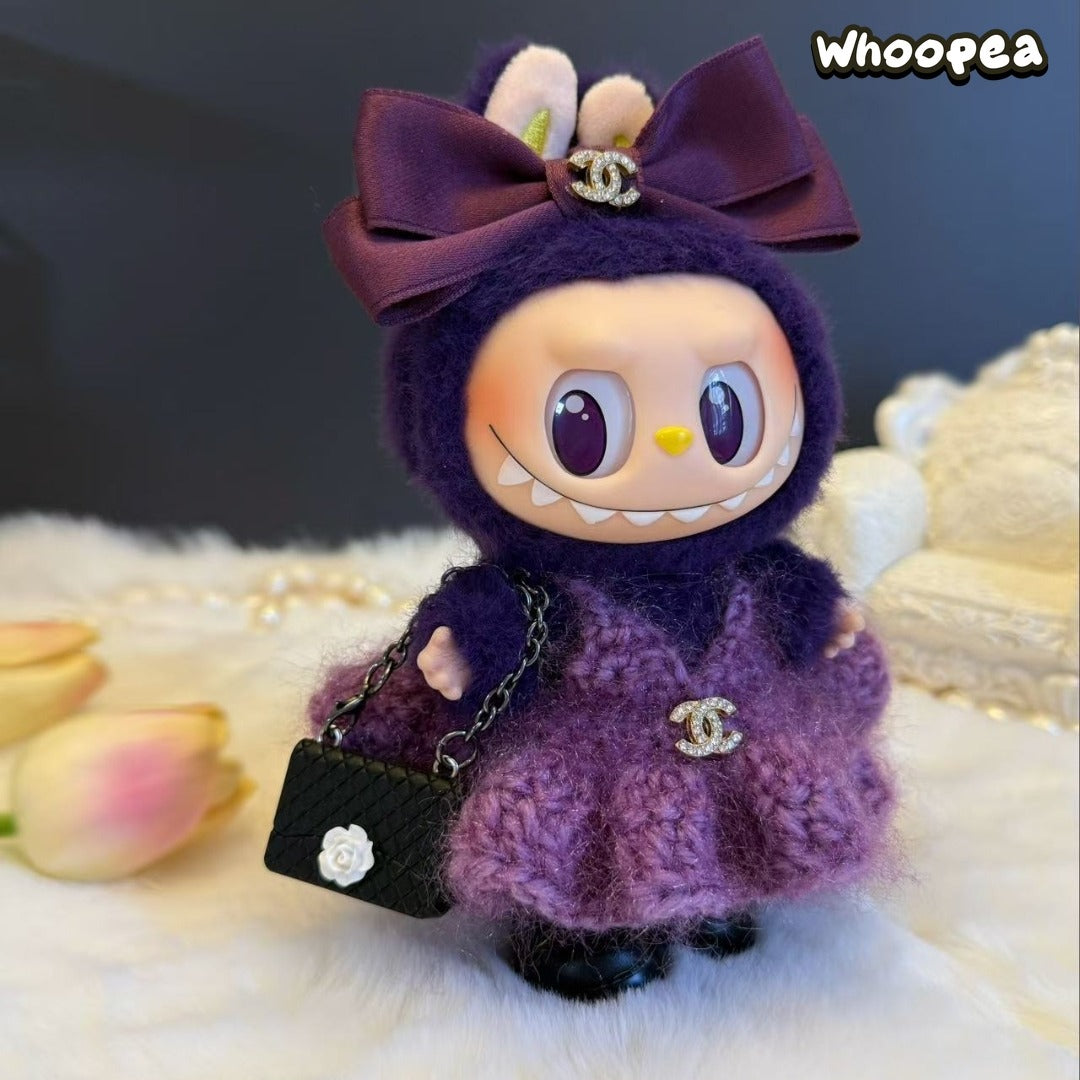 Handmade Luxury-Inspired Purple Knit Dress Outfit