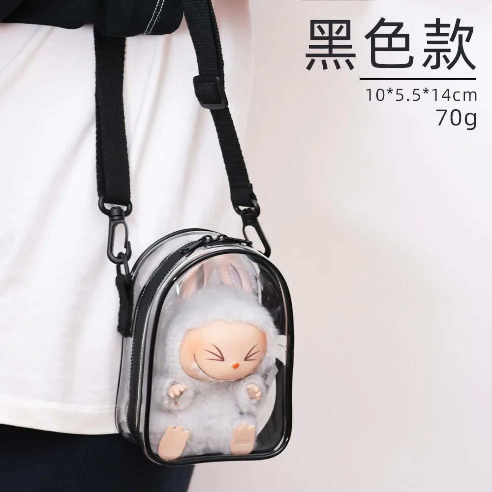 Labubu Protect Case Labubu Sitting Party 15/17Cm Cotton Doll Shoulder Pain Bag PVC Storage Bag Labubu Walk Bag Dustproof