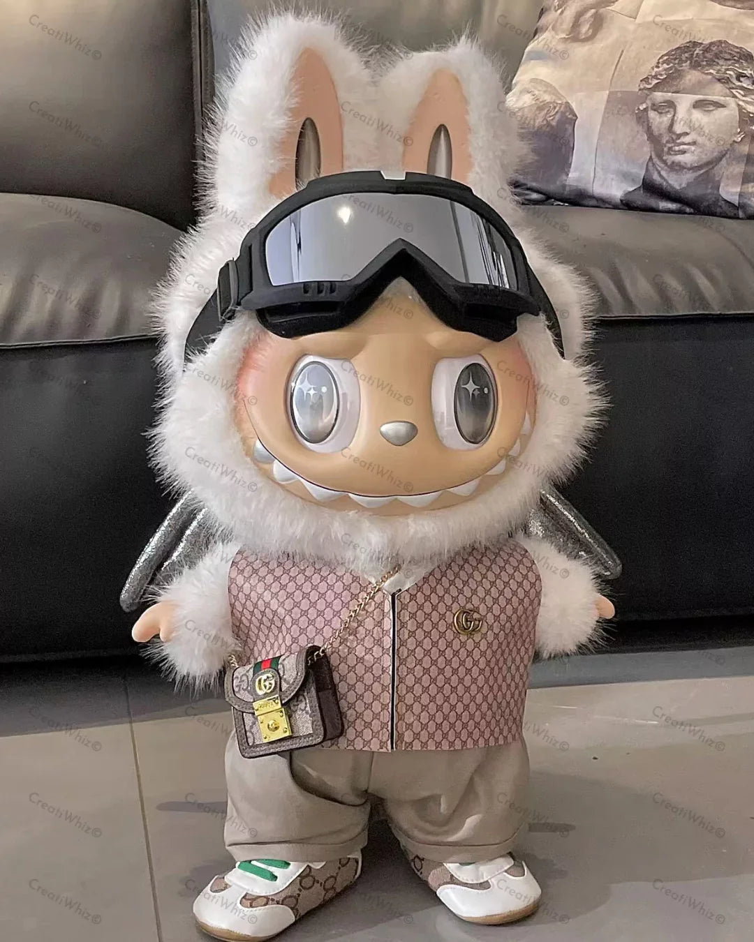 Handmade Mega-Size Luxury-Inspired Patterned zip-up Vest & Crossbody Satchel Outfit