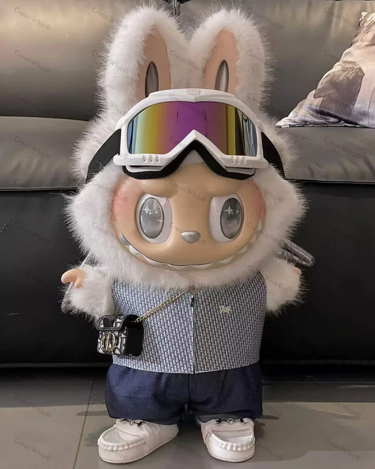 Handmade Mega-Size Luxury-Inspired Blue Pattern Vest & Crossbody Bag Outfit